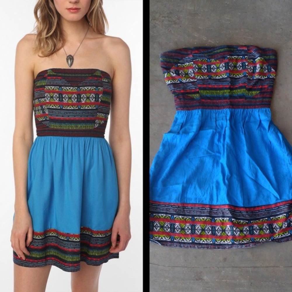 NWOT silence & noise strapless tribal print dress